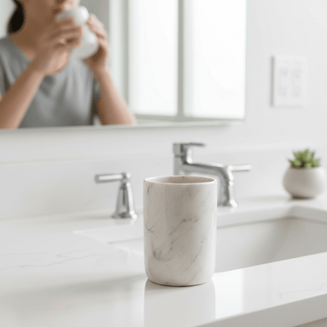 Abaska Off White Marble Tumbler