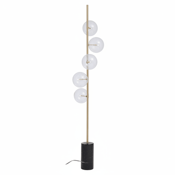 Abira Five Bulb Black Marble Base Floor Lamp