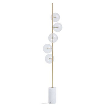 Abira Five Bulb White Marble Base Floor Lamp