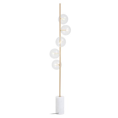 Abira Five Bulb White Marble Base Floor Lamp