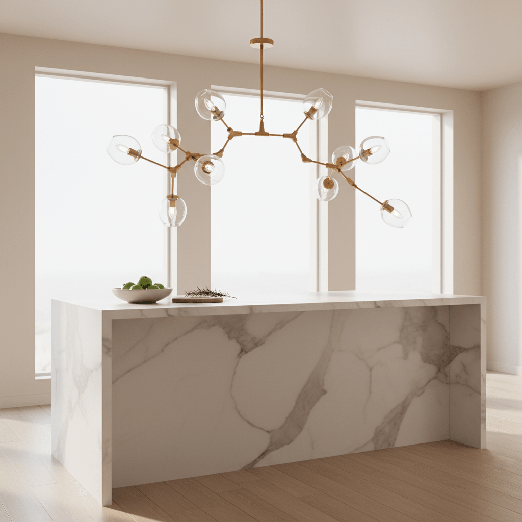 Abira Light Gold 8 Arm Pendant Lamp