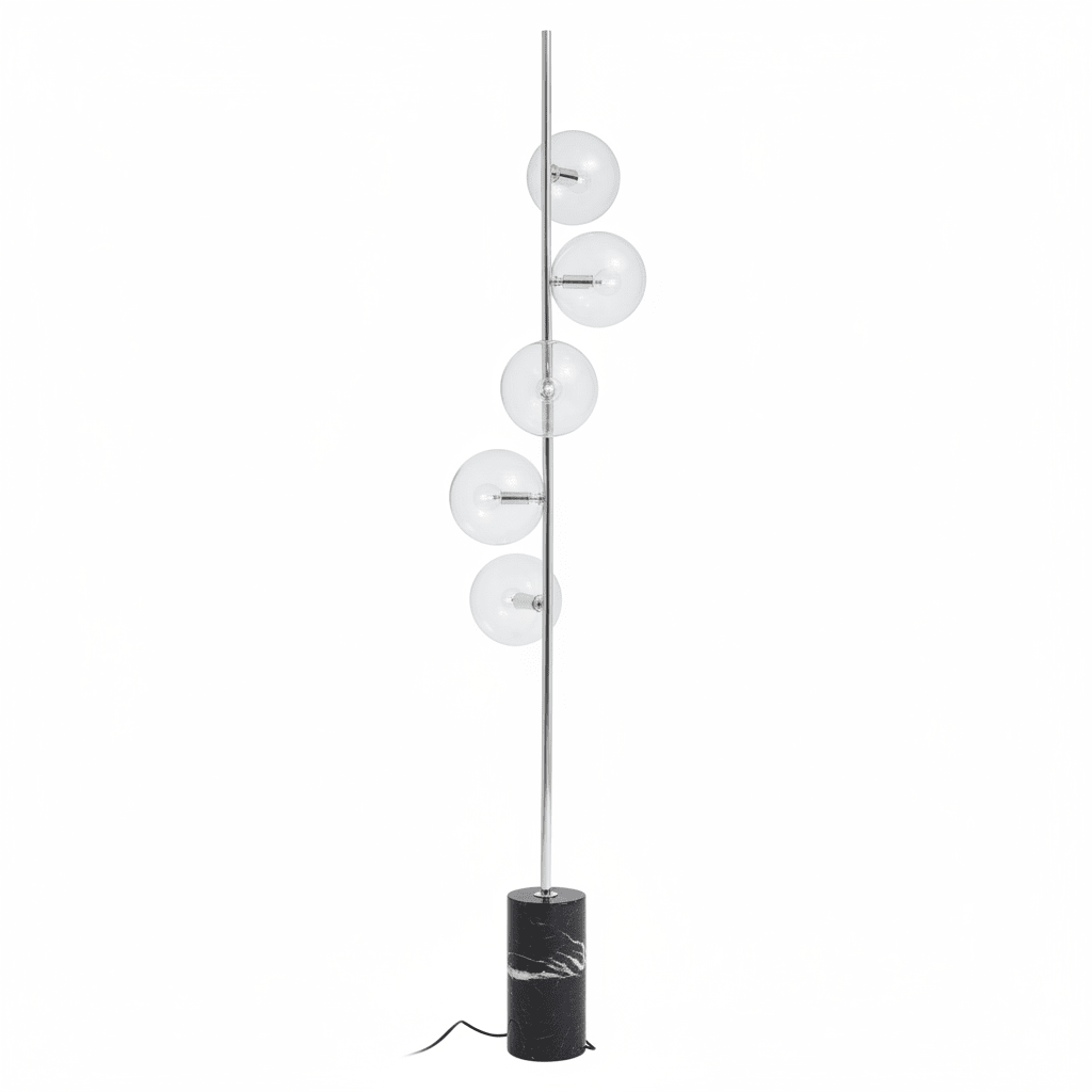 Abira Nickel And Black Marble Floor Lamp