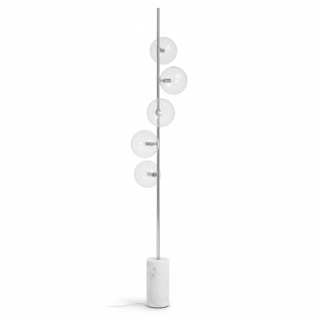 Abira Nickel And White Marble Floor Lamp