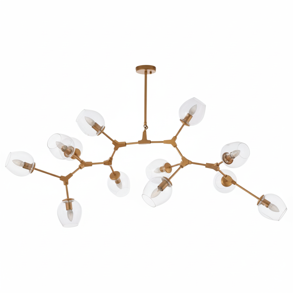 Abira Light Gold 8 Arm Pendant Lamp