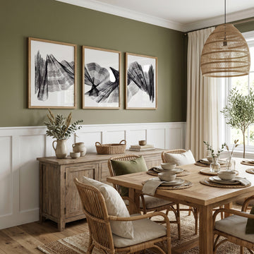 Abstract Art Painting Charcoal Flowing Forms wall art displayed on a wall in a styled room