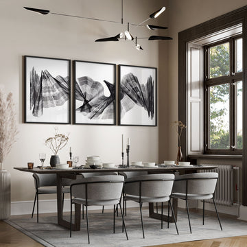 Abstract Art Painting Charcoal Flowing Forms wall art displayed on a wall in a styled room — view 7