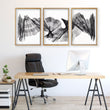 Abstract Art wall art Charcoal Flowing Waves Minimalist Line Art displayed on a wall in a styled room — view 2