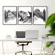 Abstract Art wall art Charcoal Flowing Waves Minimalist Line Art displayed on a wall in a styled room — view 3