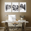 Abstract Art wall art Charcoal Flowing Waves Minimalist Line Art displayed on a wall in a styled room — view 4