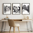 Abstract Art wall art Charcoal Flowing Waves Minimalist Line Art displayed on a wall in a styled room — view 5