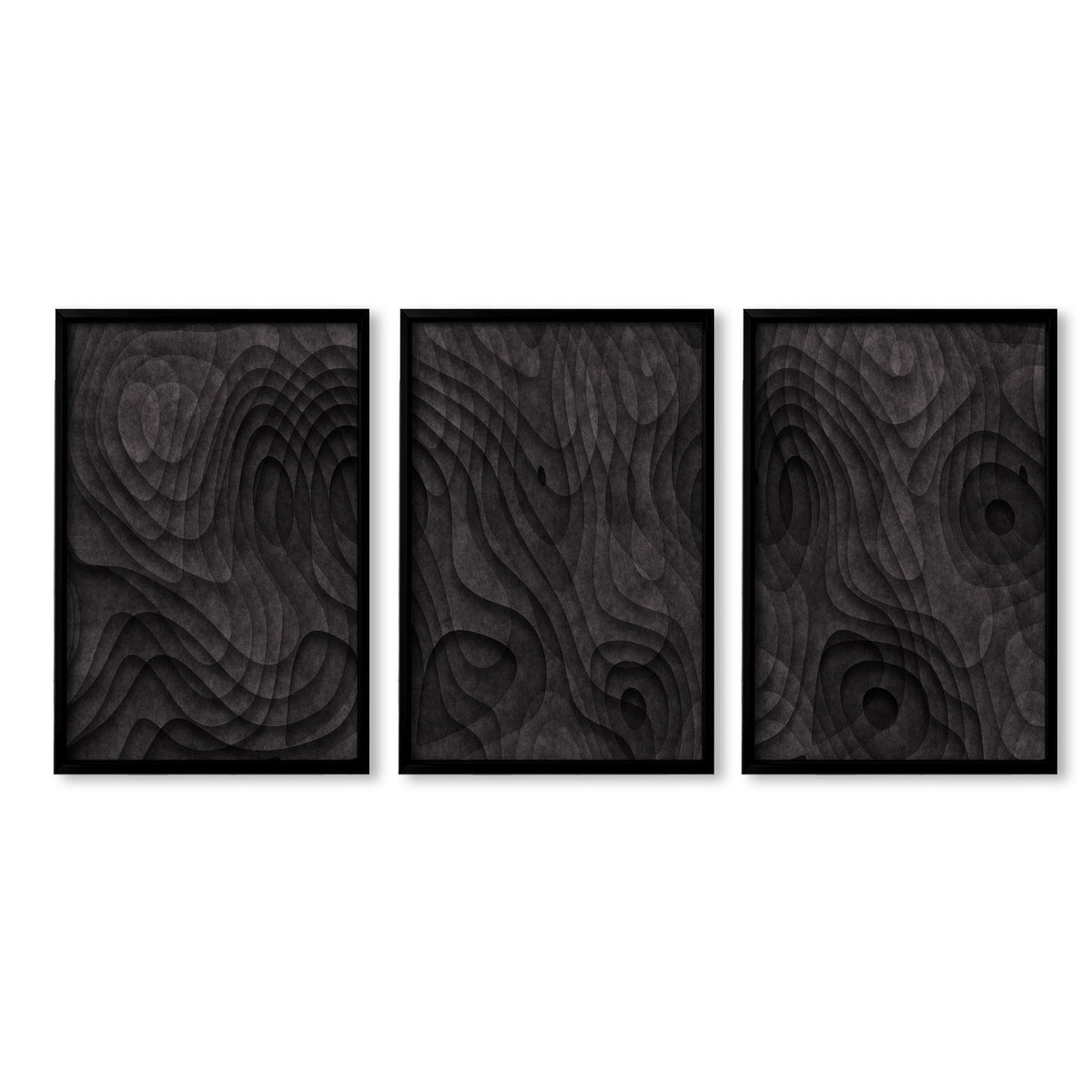 Abstract Artwork Dark Topographic Wave wall art in a black frame