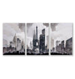 Abstract Artwork Painting Paris City Skyline Grey Beige Urban wall art as a wrapped canvas