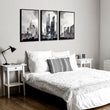 Abstract Artwork Painting Paris City Skyline Grey Beige Urban wall art displayed on a wall in a styled room — view 7