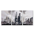 Abstract Artwork Painting Paris City Skyline Grey Beige Urban Wall Art Prints | Set of 3