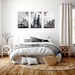 Abstract Artwork Painting Paris City Skyline Grey Beige Urban Wall Art Prints | Set of 3