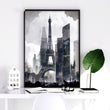 Abstract Artwork Painting Paris City Skyline Grey Beige Urban Wall Art Prints | Set of 3