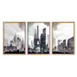 Abstract Artwork Painting Paris City Skyline Grey Beige Urban Wall Art Prints | Set of 3