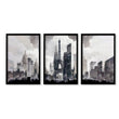 Abstract Artwork Painting Paris City Skyline Grey Beige Urban Wall Art Prints | Set of 3