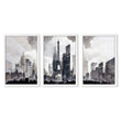 Abstract Artwork Painting Paris City Skyline Grey Beige Urban wall art in a white frame