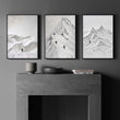 Abstract Landscape Art Snow Mountain Climbers wall art displayed on a wall in a styled room