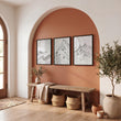 Abstract Mountain Art White Snow Climbers Scandinavian Landscape wall art displayed on a wall in a styled room — view 3