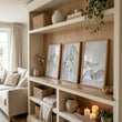 Abstract Mountain Art White Snow Climbers Scandinavian Landscape wall art displayed on a wall in a styled room — view 7