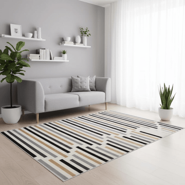 Abstract Multicolour Stripe Rug | R469A