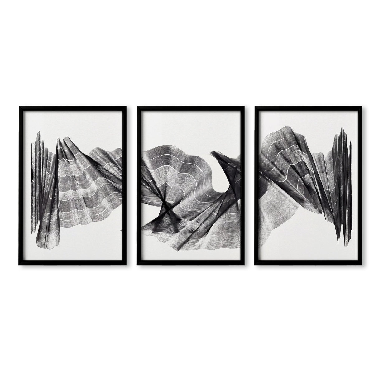 Abstract Painting Art wall art Charcoal Flowing Textured Wave in a black frame