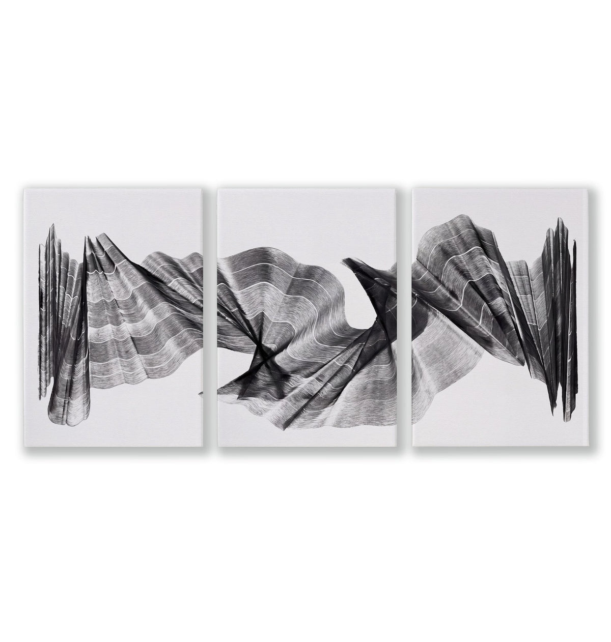 Abstract Painting Art wall art Charcoal Flowing Textured Wave as a wrapped canvas