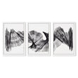 Abstract Painting Art Print Charcoal Flowing Textured Wave | Set of 3