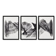 Abstract Painting Art Print Charcoal Flowing Textured Wave | Set of 3