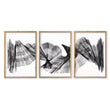 Abstract Painting Art Print Charcoal Flowing Textured Wave | Set of 3