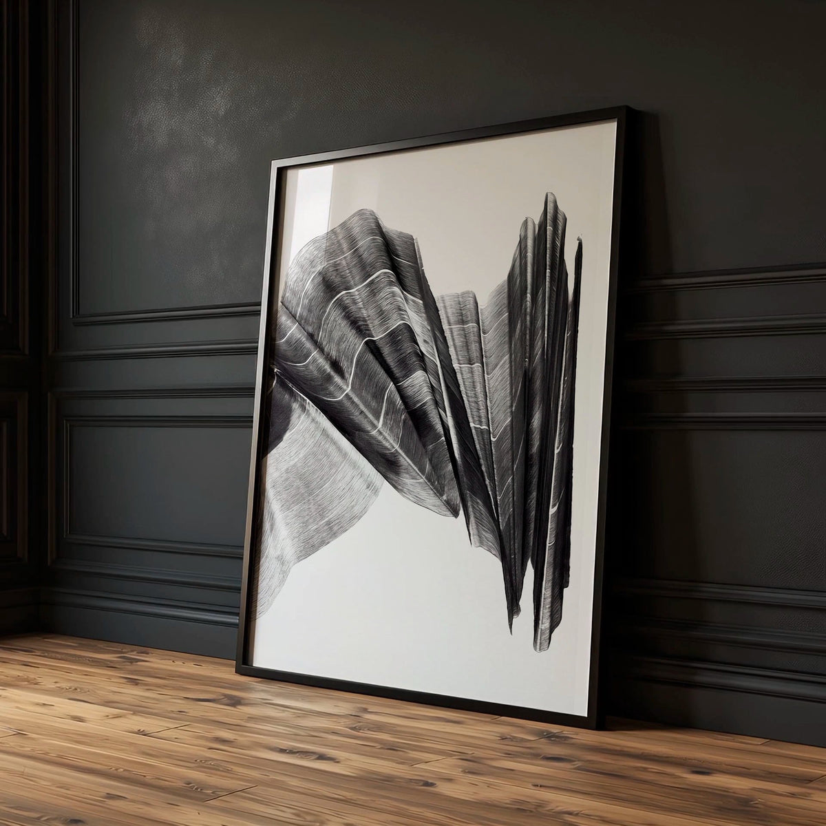 Abstract Painting Art wall art Charcoal Flowing Textured Wave — piece 2 of 3 in the set