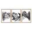 Abstract Painting Art wall art Charcoal Flowing Textured Wave in an oak frame