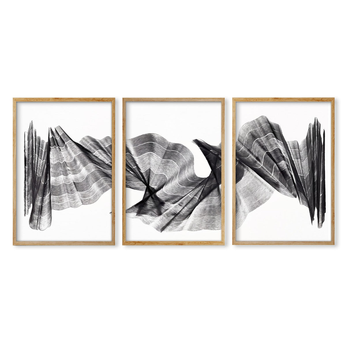 Abstract Painting Art wall art Charcoal Flowing Textured Wave in an oak frame