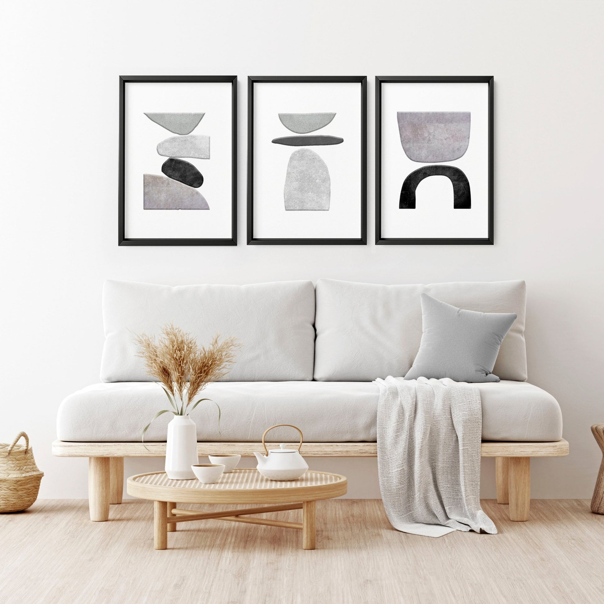 Abstract Painting Black And White | Set of 3 wall art prints