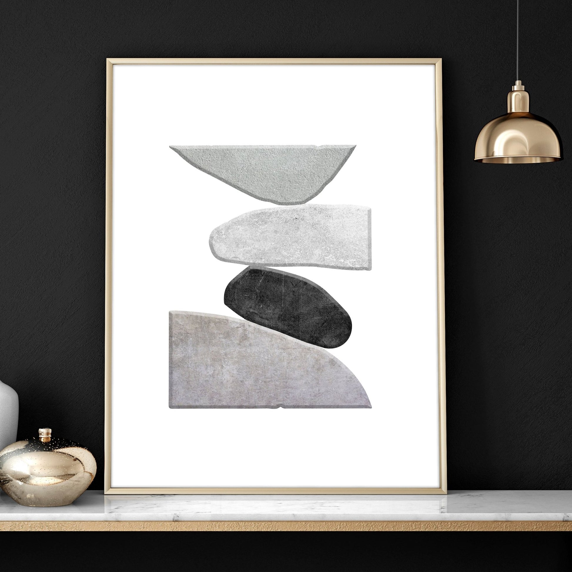 Abstract Painting Black And White | Set of 3 wall art prints