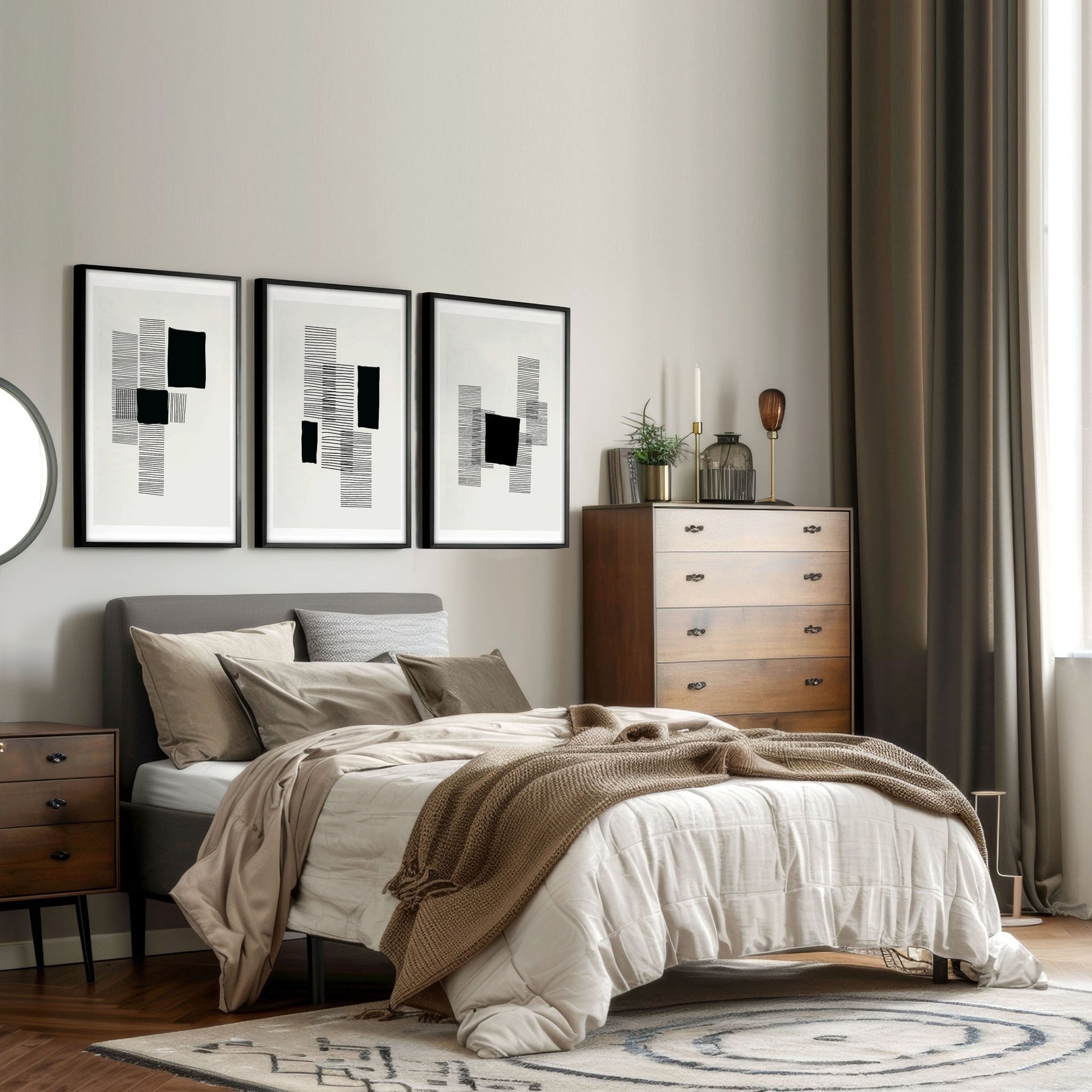 Abstract Wall Art For Bedroom | Set of 3 Abstract Wall art Prints