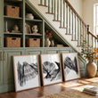 Abstract Wall Art Charcoal Flowing Forms Minimalist Art wall art displayed on a wall in a styled room