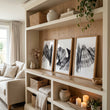 Abstract Wall Art Charcoal Flowing Forms Minimalist Art wall art displayed on a wall in a styled room — view 2