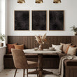 Abstract Wall Art Paintings Dark Charcoal Topographic Wave Texture displayed on a wall in a styled room — view 4