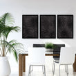 Abstract Wall Art Paintings Dark Charcoal Topographic Wave Texture displayed on a wall in a styled room — view 5