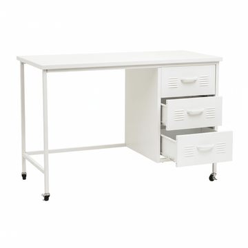 Academy Three Drawer White Desk