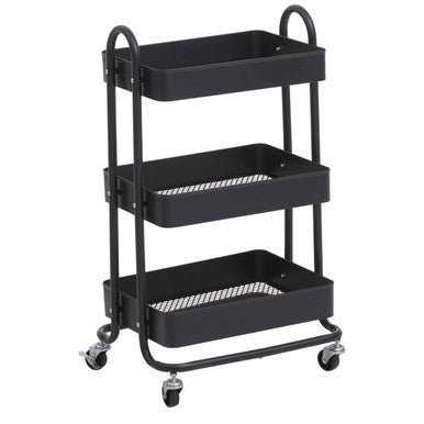 Acero Three Tier Black Metal Trolley