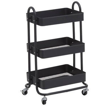 Acero Three Tier Black Metal Trolley