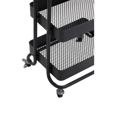 Acero Three Tier Black Metal Trolley