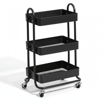 Acero Three Tier Black Metal Trolley