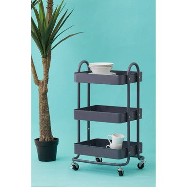 Acero Three Tier Grey Metal Trolley