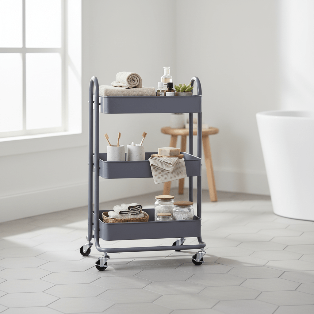 Acero Three Tier Grey Metal Trolley