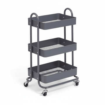 Acero Three Tier Grey Metal Trolley